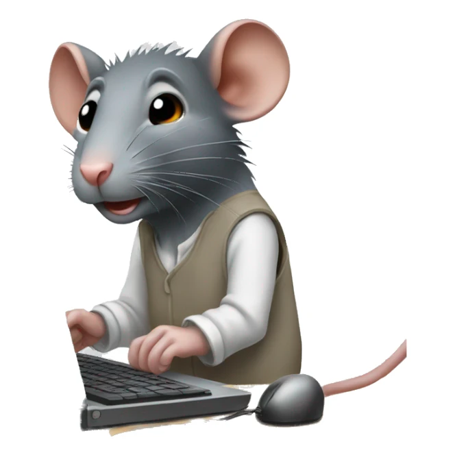 rat named jaber working on a pc sticker
