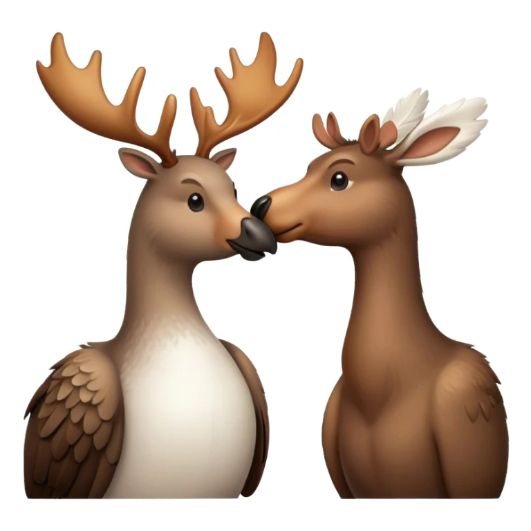 a goose kissing a moose sticker