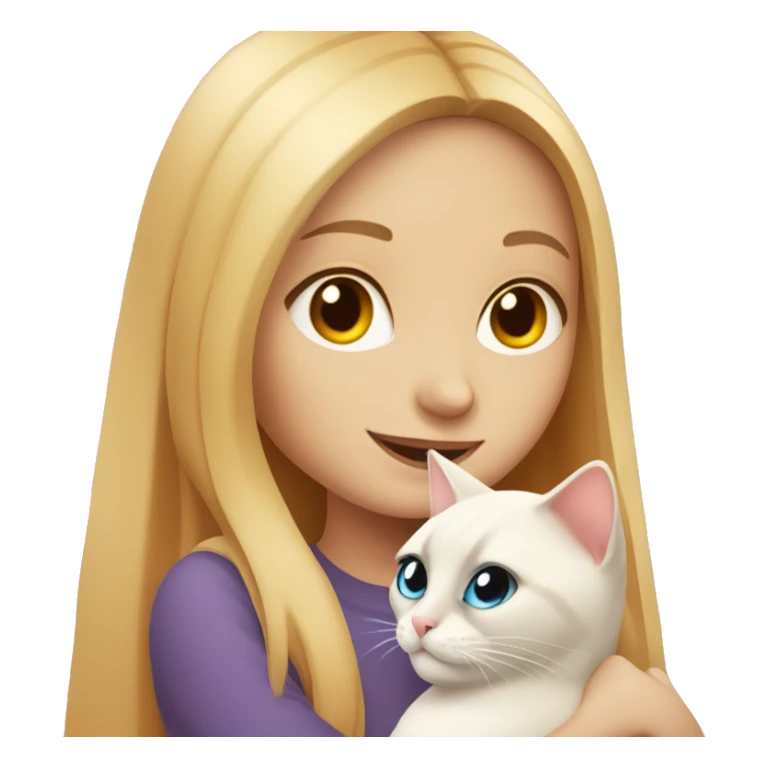 Blonde girl hugging siamese orange white cat sticker