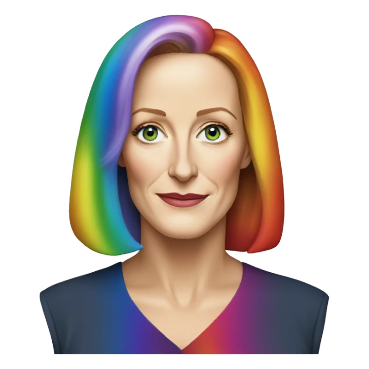 Gillian Anderson wearing rainbow colors sticker