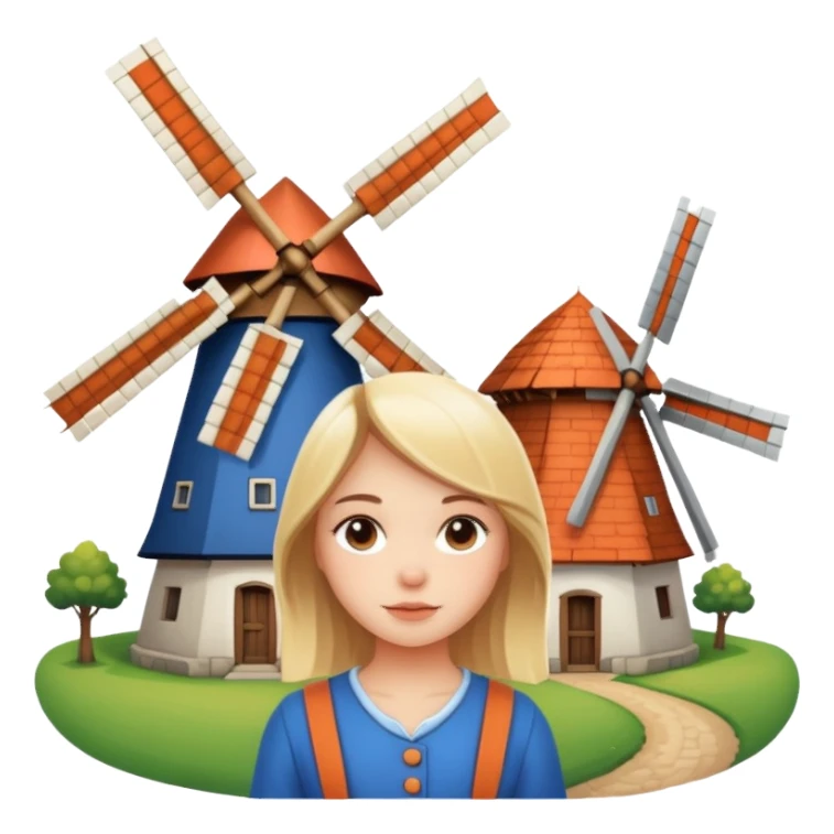 Dutch windmill with cute girl sticker