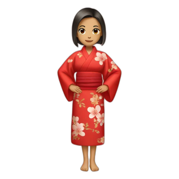 Red kimono dress sticker