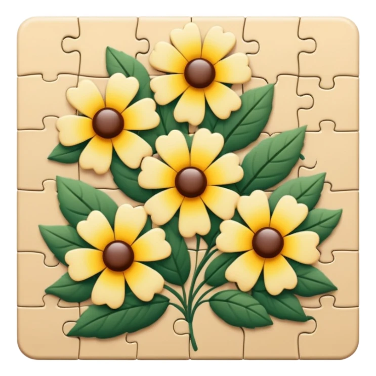 One Puzzle + beige flowers sticker