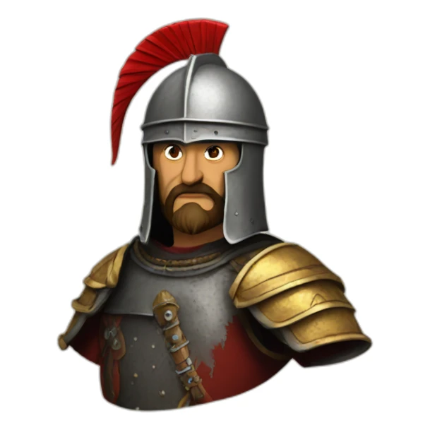 Skanderbeg with his helmet sticker