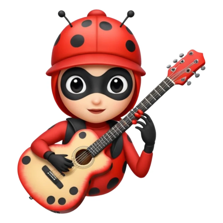 ladybug with a guitar and a cap sticker