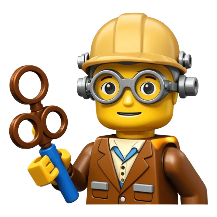 Steampunk Inventor yellow lego toy sticker