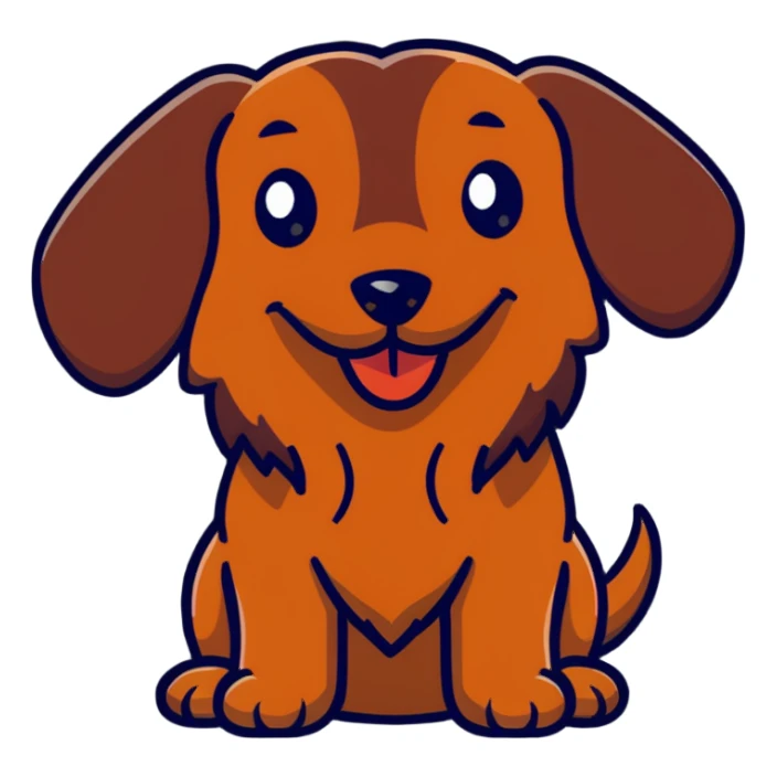 Hairy Red brown daschund looking happy sticker