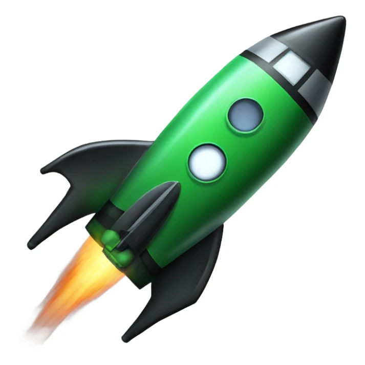 green and black rocket ship sticker