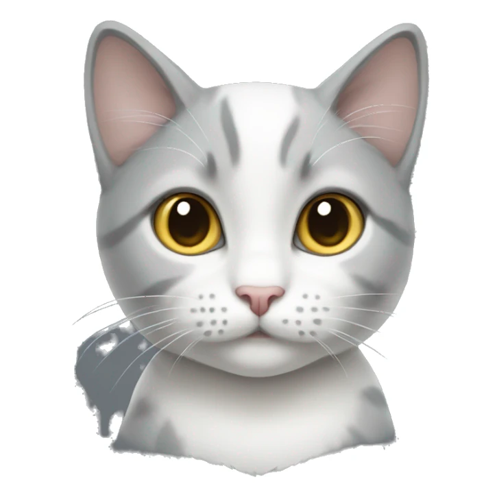 grey-white pretty cat sticker