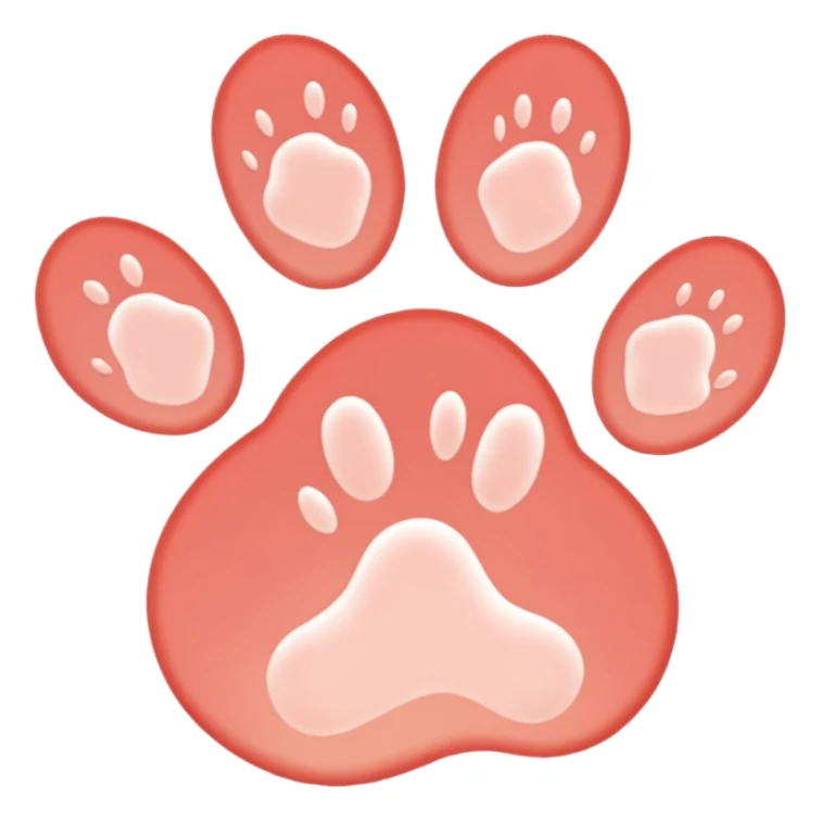 a very light pale pastel red pawprint sticker