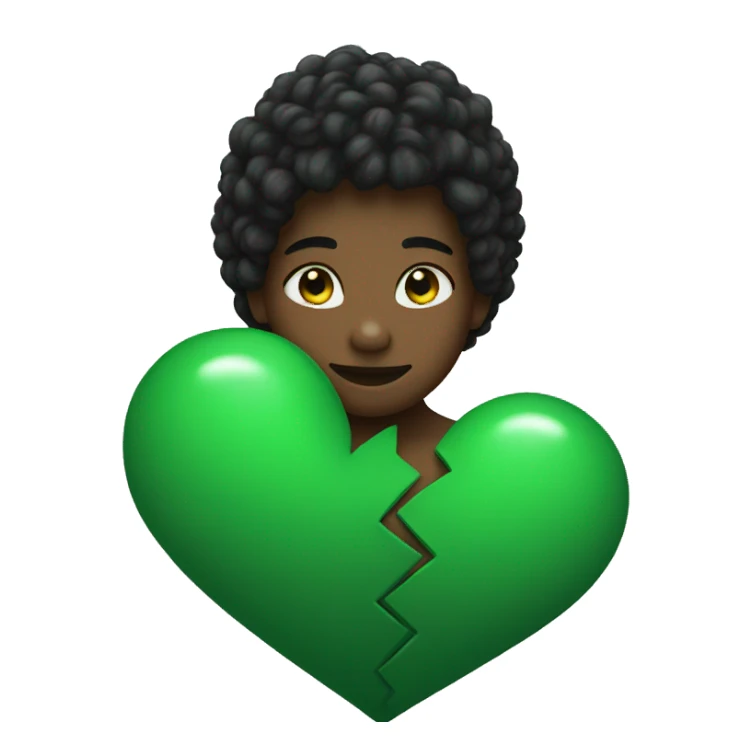 Half black and Green heart sticker