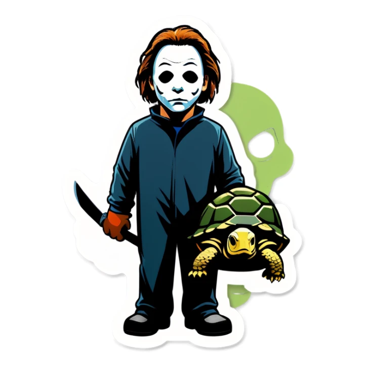 Michael Myers with a turtle  sticker