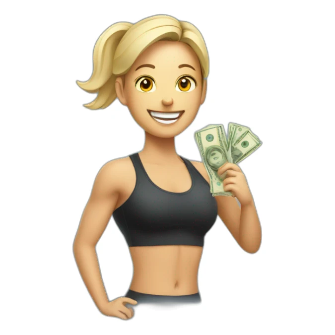 happy personal trainer with money sticker