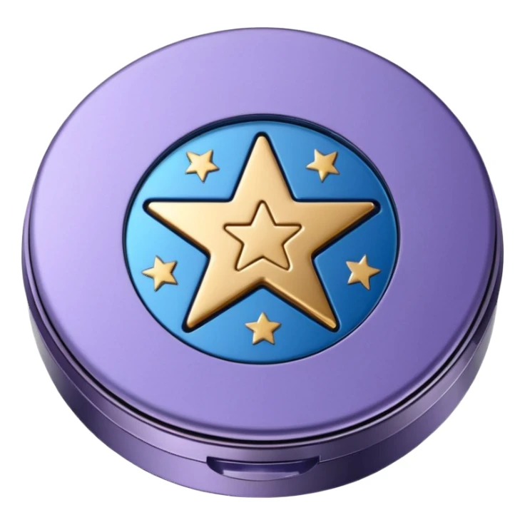 A round case that narrows toward the bottom, with a star-shaped debossed pattern on the eyeshadow and a debossed ETUDE logo beneath it sticker