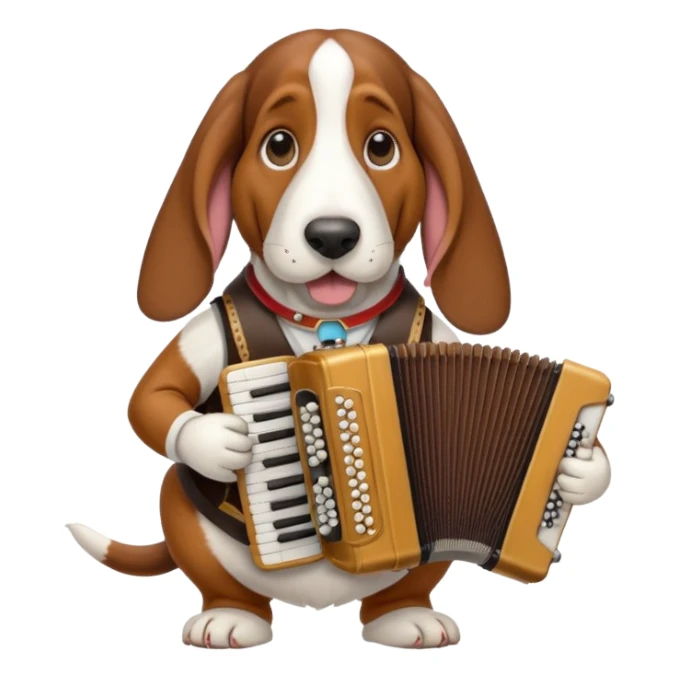 bassethound with accordeon sticker