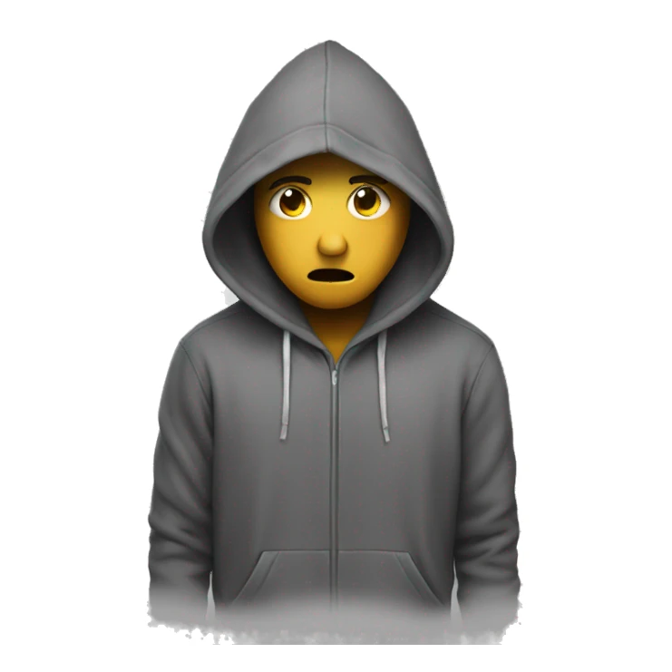 Depressed face in hoodie sticker