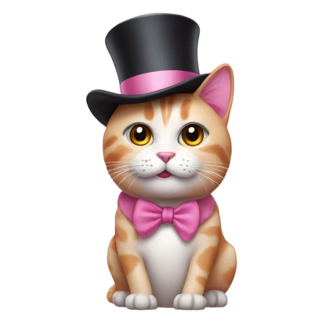 pink cat with a top hat sticker