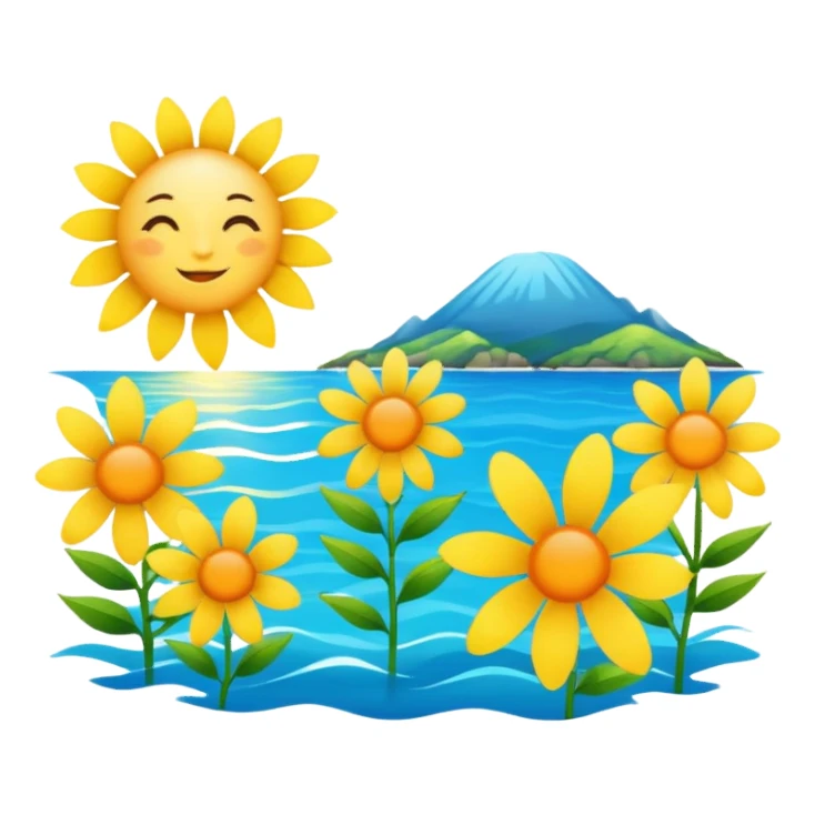 Flowers ,sea and sun emojis sticker