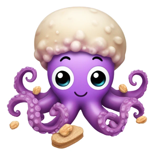 Kawaii octopus with peanut sticker