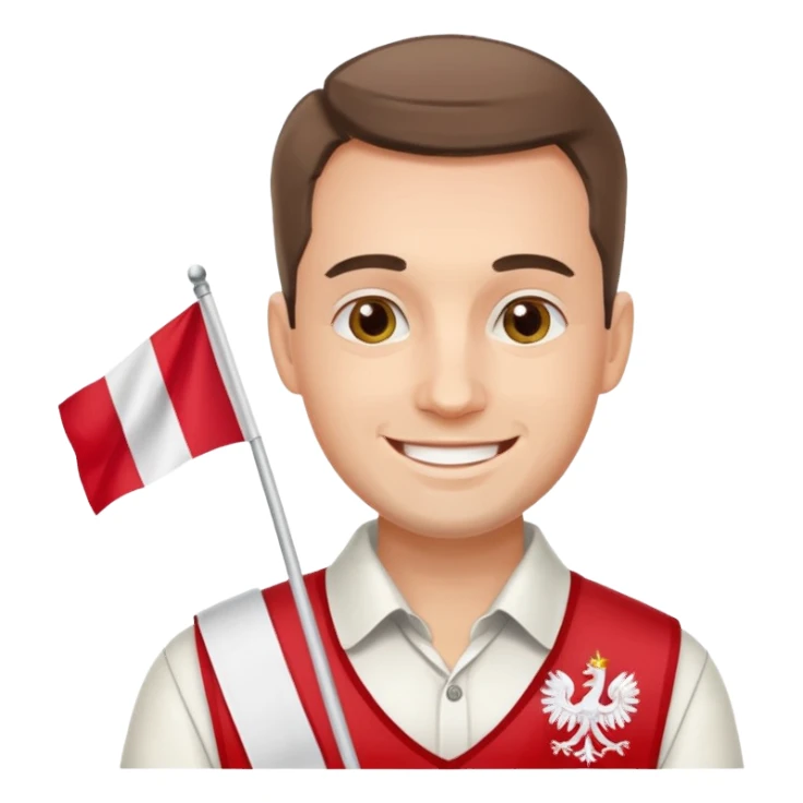 realistick polish man with poland flag sticker