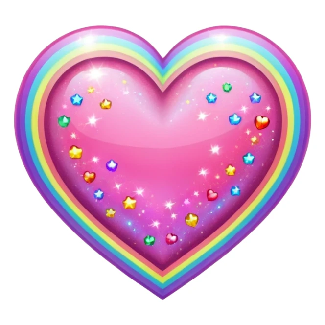 heart with rainbow sparkles sticker