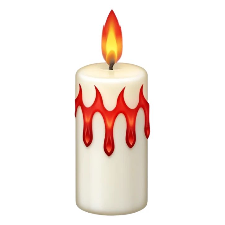 white candle with a red flame sticker