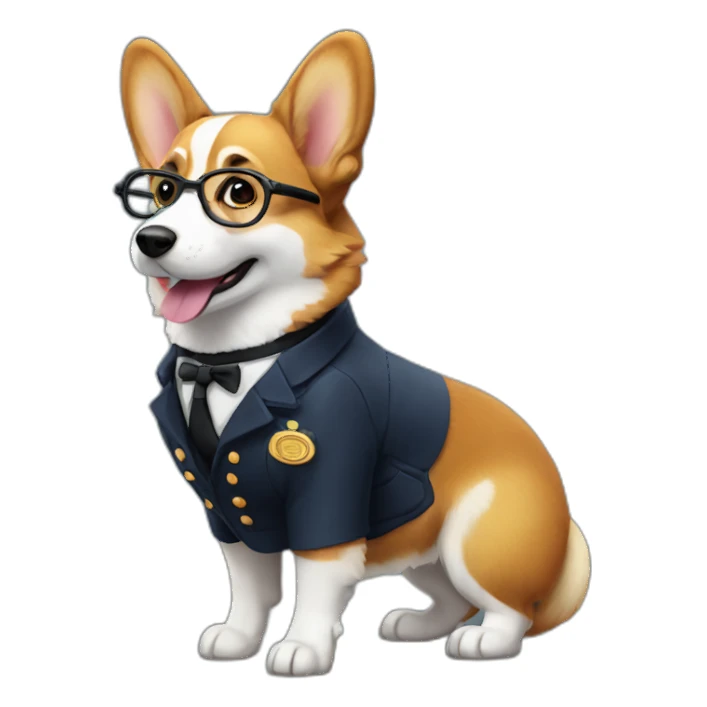 corgi stationmaster with glasses full body sticker