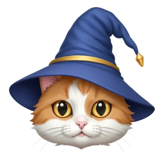 cute black and white cat in a wizard hat sticker