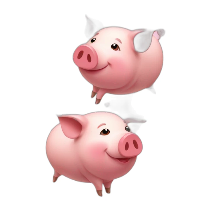 pigs as floating hearts sticker