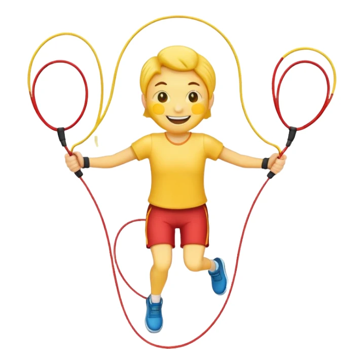 person jumping one rope, simple yellow face sticker