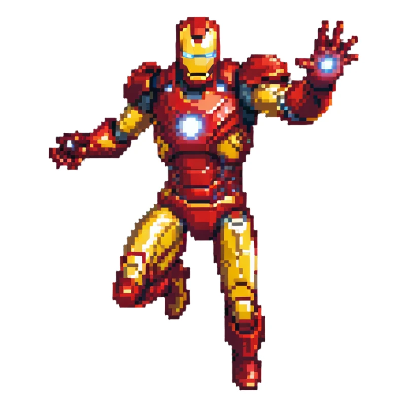 Iron Man flying with repulsor beams sticker