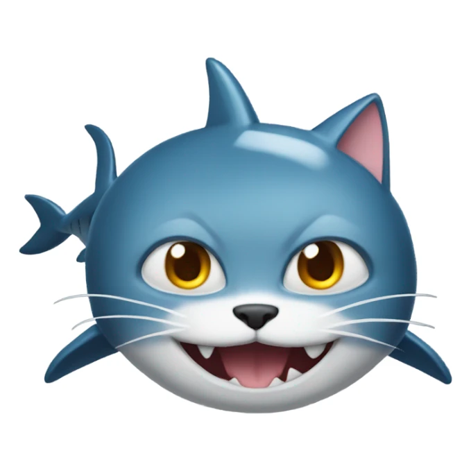 cat with a shark hat sticker