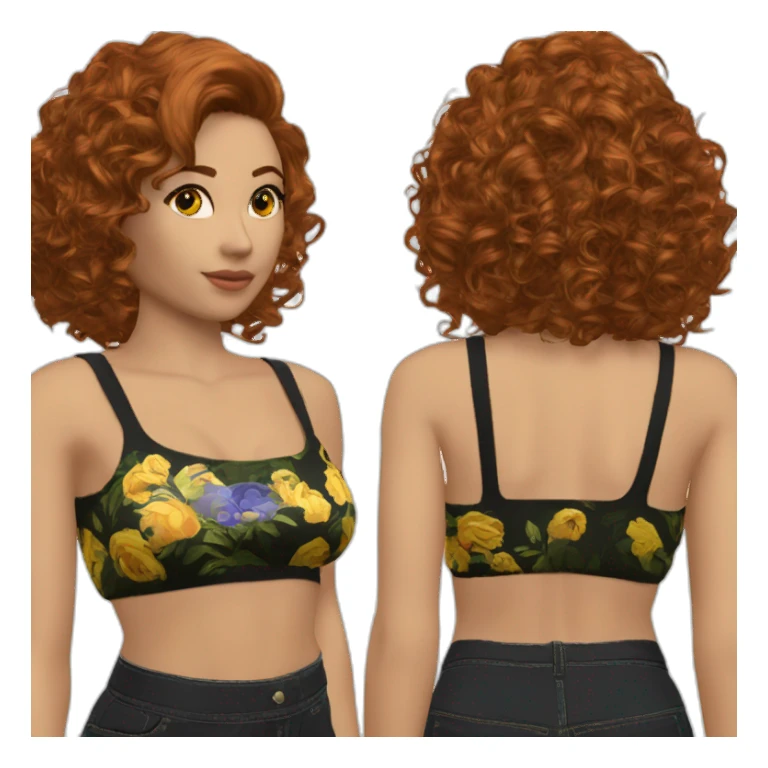 Rousse foncé crop top vert sticker