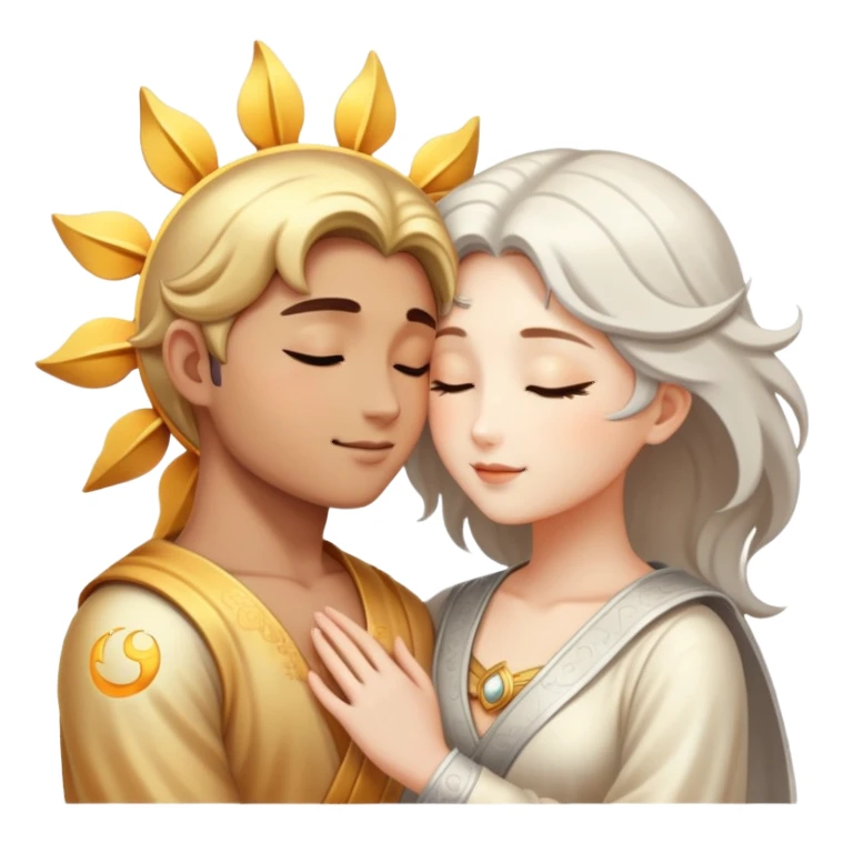 sun and moon embracing lovingly, romantic couple sticker
