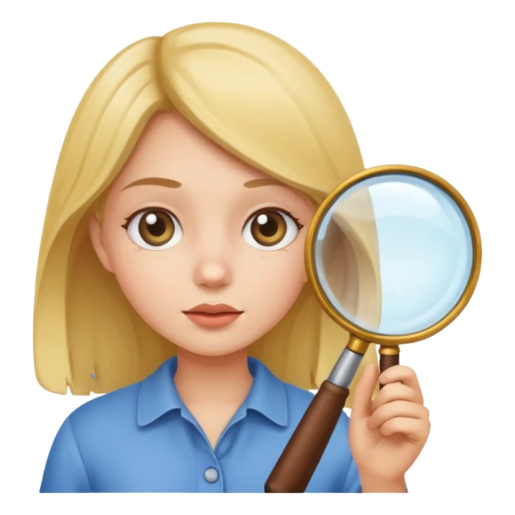 a girl using a magnifying glass sticker