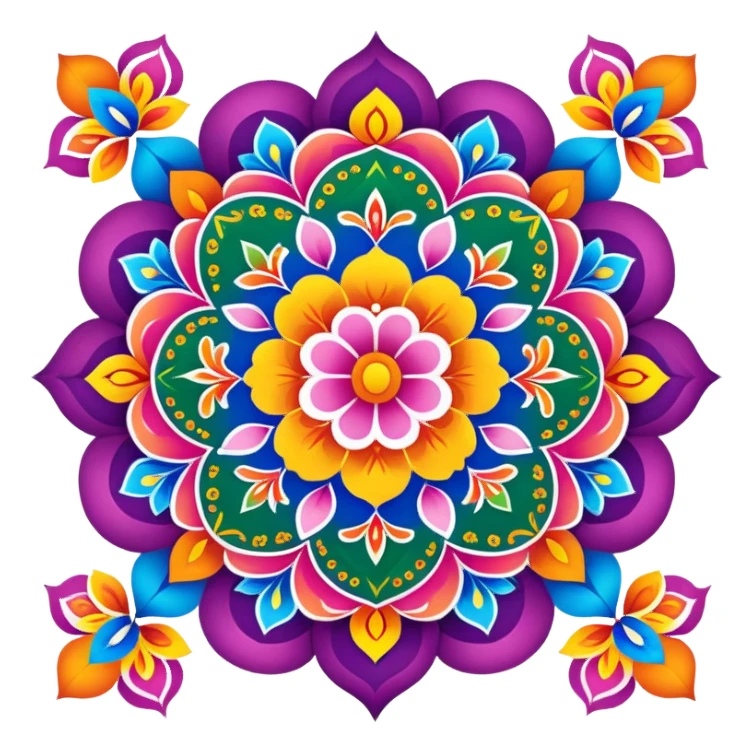 Colorful rangoli design pattern sticker