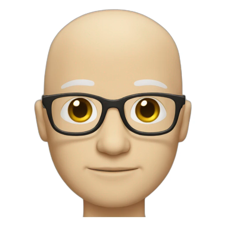 bald white guy with glasses, no moustache sticker