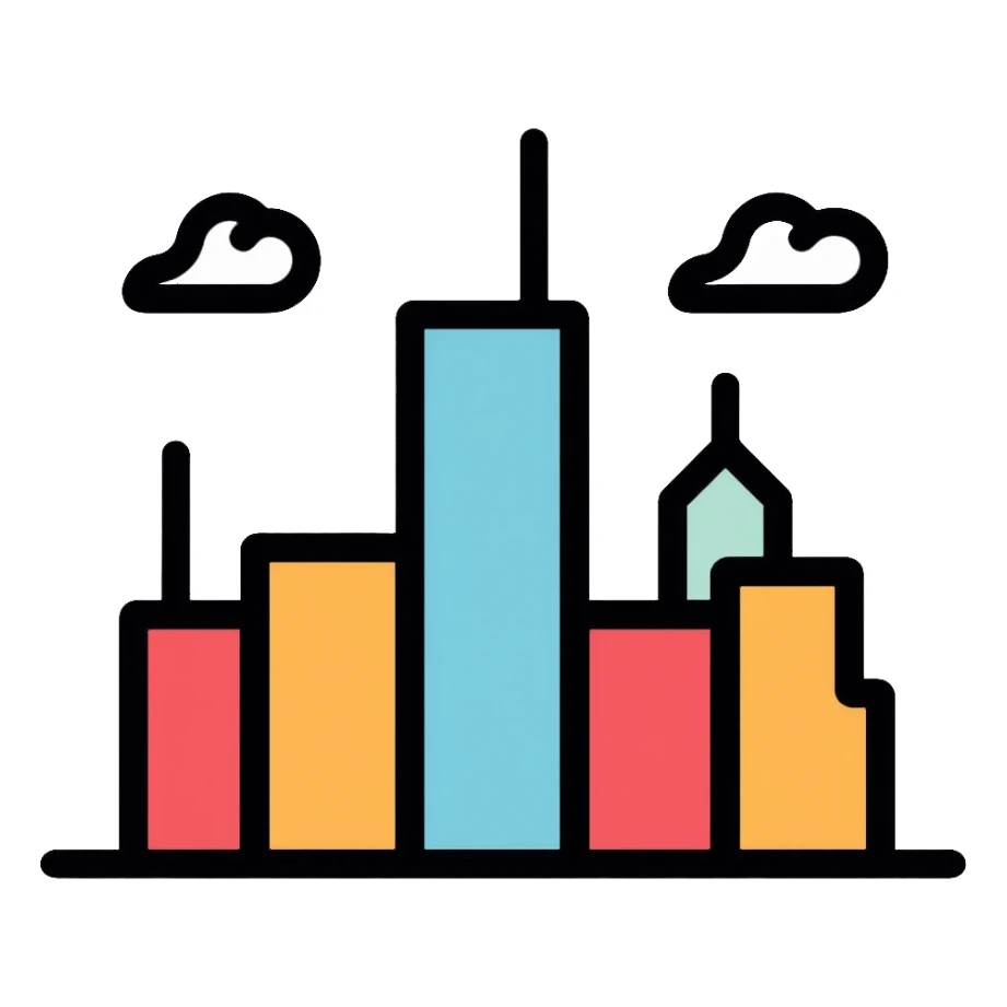 city skyline with buildings sticker