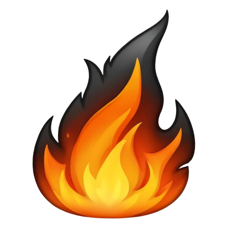creat a black flame emoji  sticker