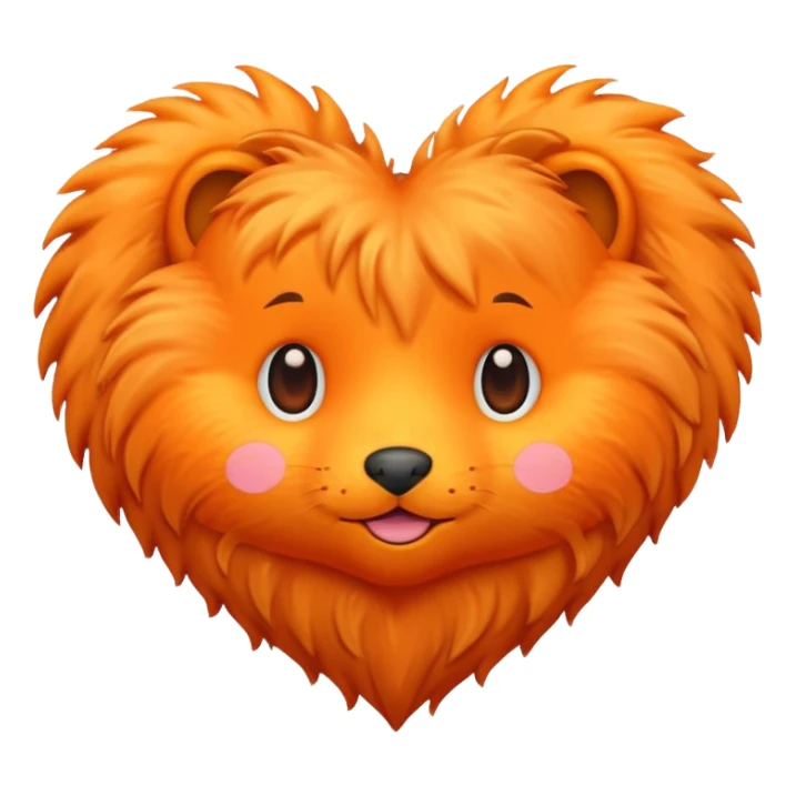 Furry orange heart sticker