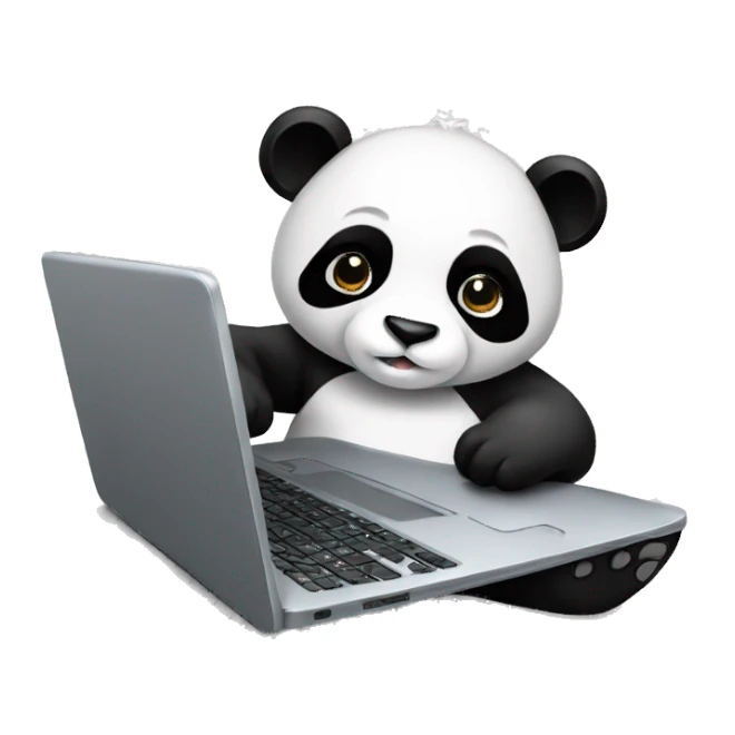 panda working on a laptop sticker