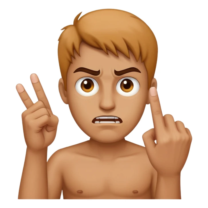 mad face holding up a middle finger  sticker