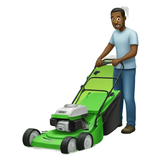 normal man cutting grass with lan mower sticker