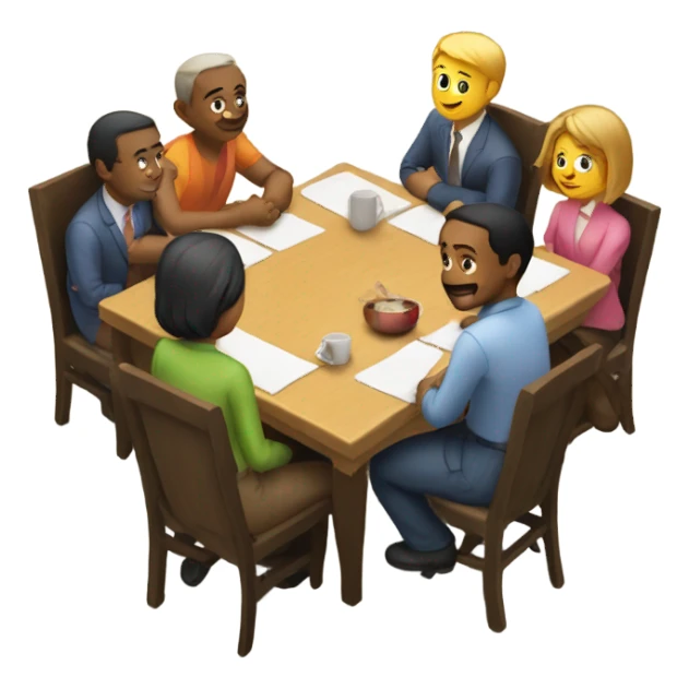 group sitting at a table sticker