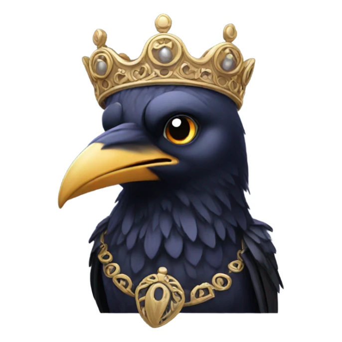 Raven wearing a crown sticker