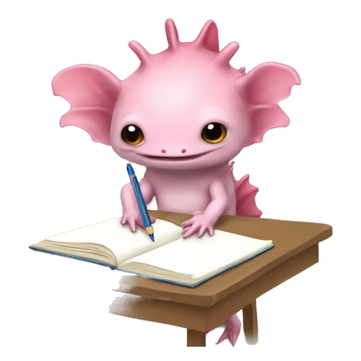 Axolotl doing homework sticker