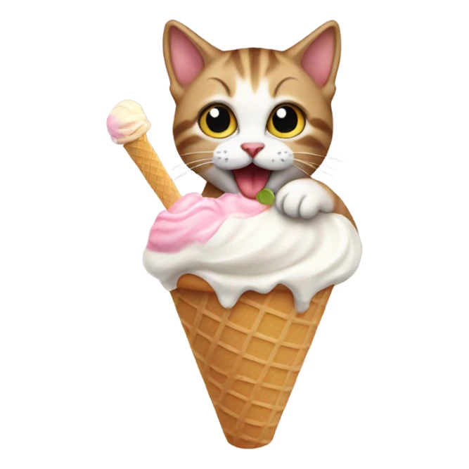 Kitten eating ice cream sticker