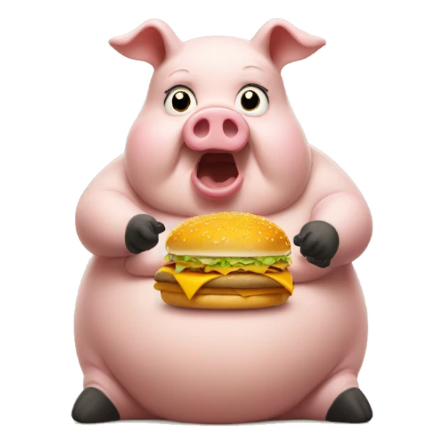 very fat pig eating mc donalds sticker