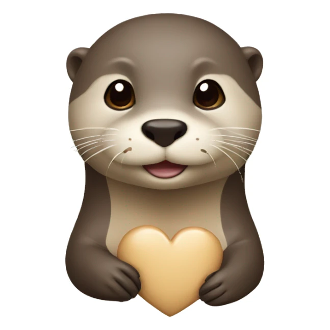 Otter with a small beige heart sticker