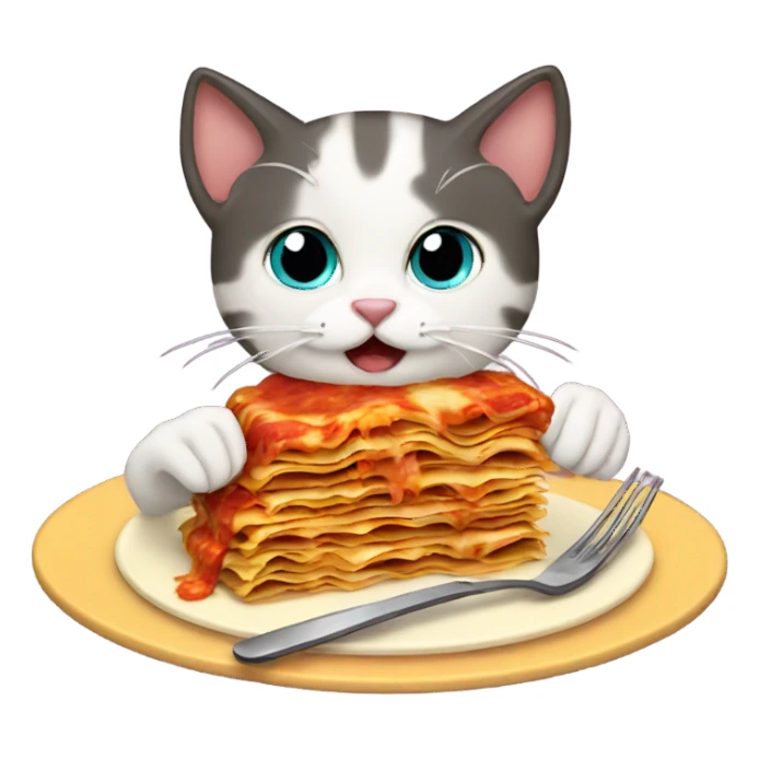 Cat eating lasagna sticker